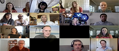 screenshot of a Zoom meeting with 16 attendee squares visible